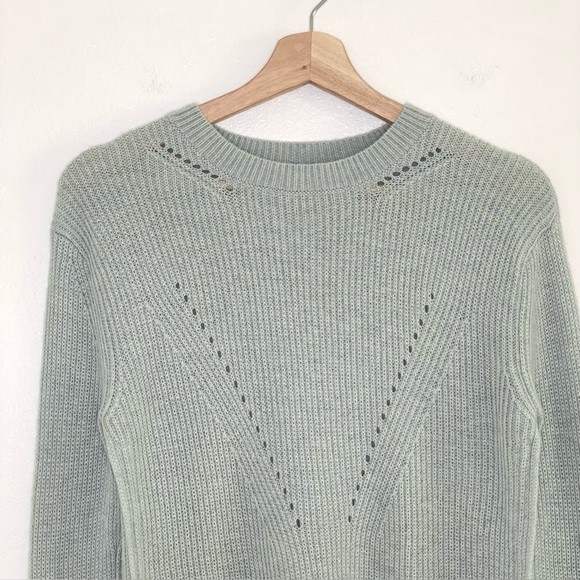Lululemon Seva Sweater Merino Wool Pointelle Knit High Low Pullover Minty Grey 4 - Picture 7 of 14
